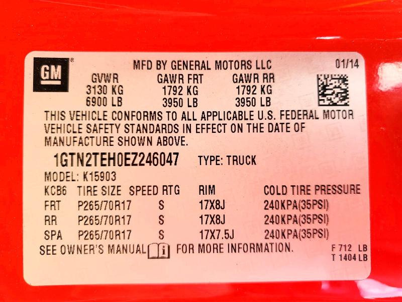 Aukcja sprzedaży 2014 Gmc Sierra, vin: 1GTN2TEH0EZ246047, numer aukcji: 65795716