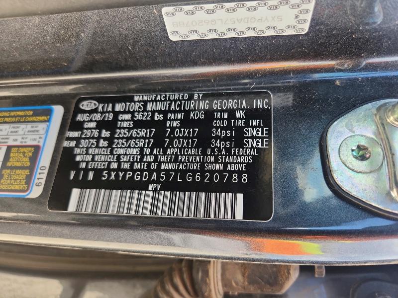 Aukcja sprzedaży 2020 Kia Sorento, vin: 5XYPGDA57LG620788, numer aukcji: 64627796