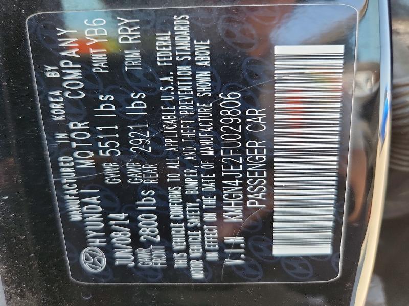 Продажа на аукционе авто 2015 Hyundai Genesis, vin: KMHGN4JE2FU029806, номер лота: 64235776