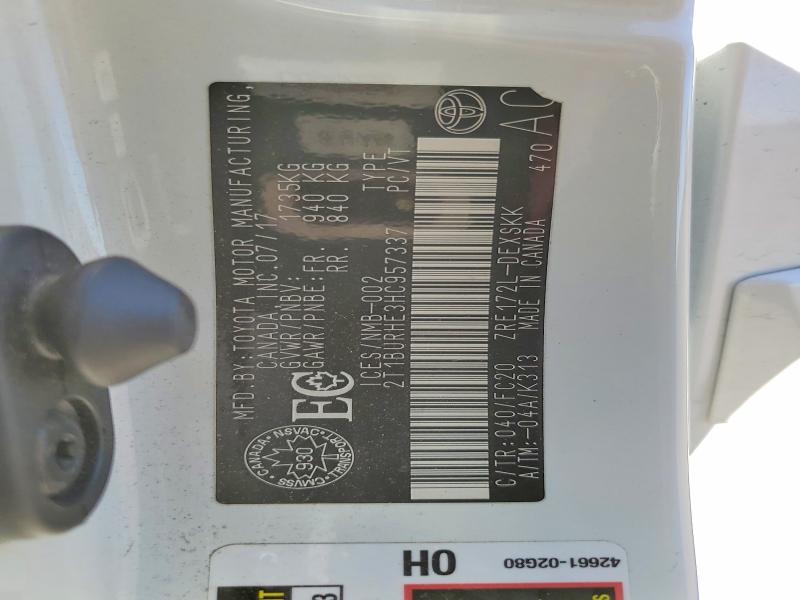 66108546 :رقم المزاد ، 2T1BURHE3HC957337 vin ، 2017 Toyota Corolla مزاد بيع