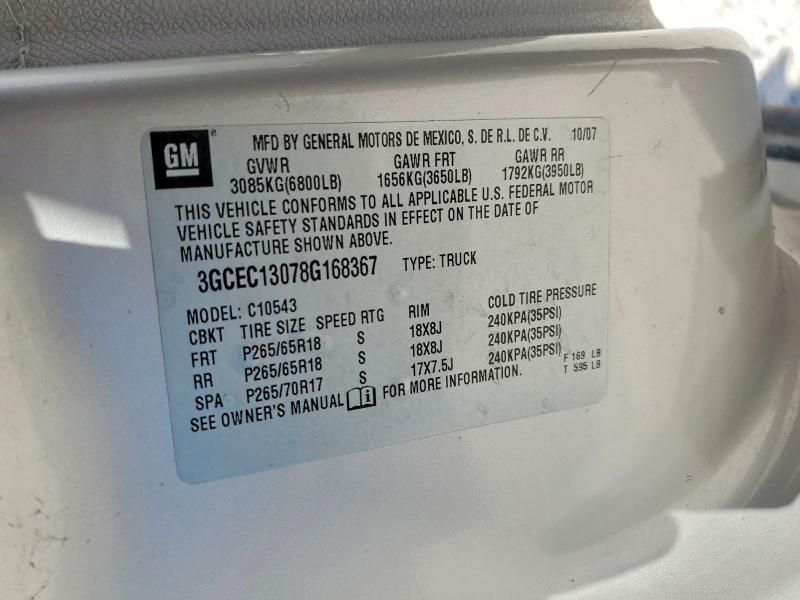 65581196 :رقم المزاد ، 3GCEC13078G168367 vin ، 2008 Chevrolet Silverado مزاد بيع