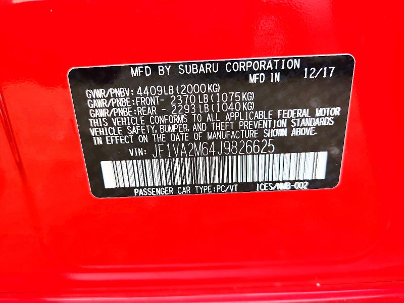 Продажа на аукционе авто 2018 Subaru Wrx, vin: JF1VA2M64J9826625, номер лота: 61195206