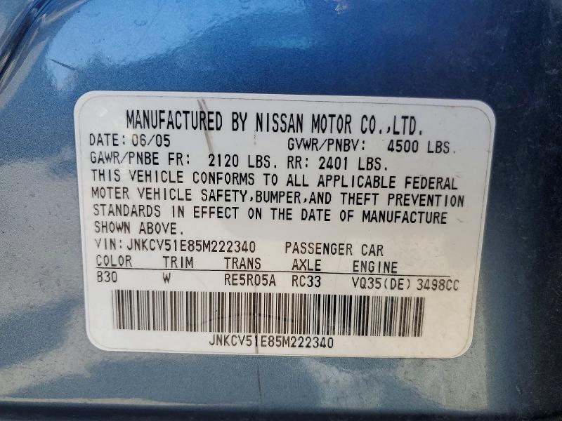Aukcja sprzedaży 2005 Infiniti G35, vin: JNKCV51E85M222340, numer aukcji: 66116976