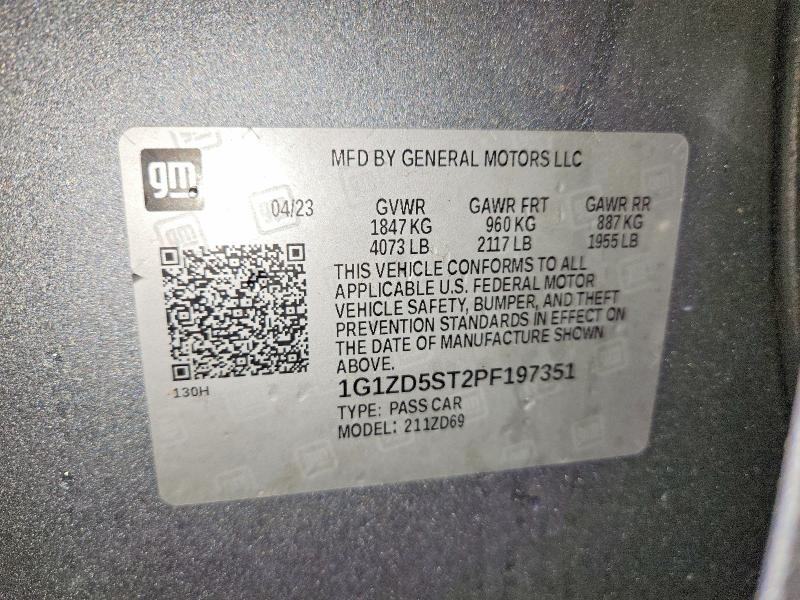 70389756 :رقم المزاد ، 1G1ZD5ST2PF197351 vin ، 2023 Chevrolet Malibu مزاد بيع
