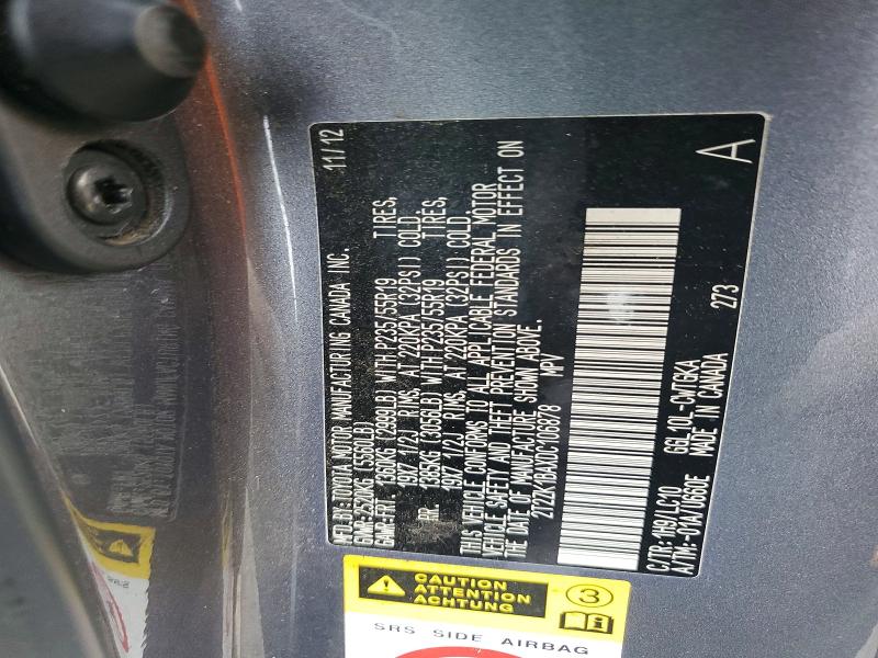Aukcja sprzedaży 2013 Lexus Rx, vin: 2T2ZK1BAXDC106878, numer aukcji: 63819256