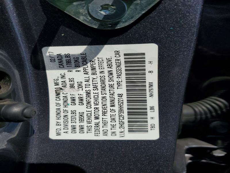 Продаж на аукціоні авто 2017 Honda Civic, vin: 2HGFC2F59HH522148, номер лоту: 64793856