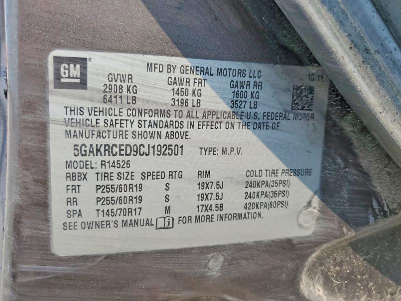 Продаж на аукціоні авто 2012 Buick Enclave, vin: 5GAKRCED9CJ192501, номер лоту: 64206126