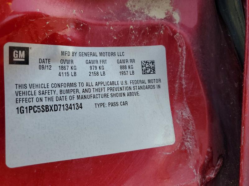 Продажа на аукционе авто 2013 Chevrolet Cruze, vin: 1G1PC5SBXD7134134, номер лота: 62852696