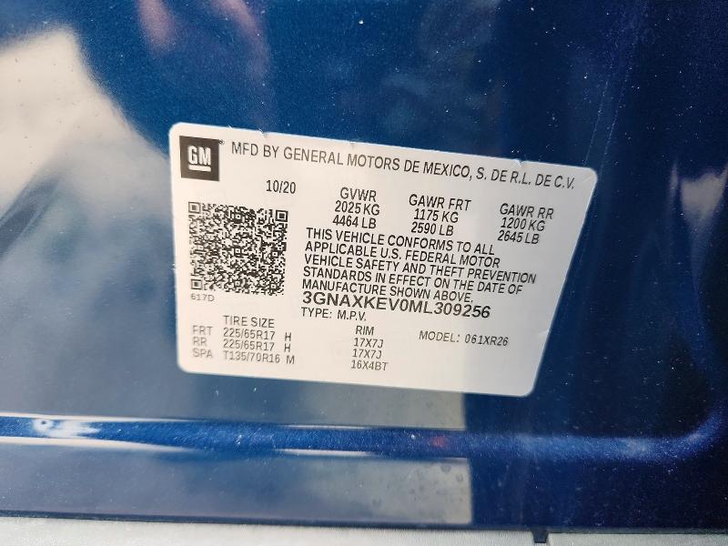 Продаж на аукціоні авто 2021 Chevrolet Equinox, vin: 3GNAXKEV0ML309256, номер лоту: 66483176