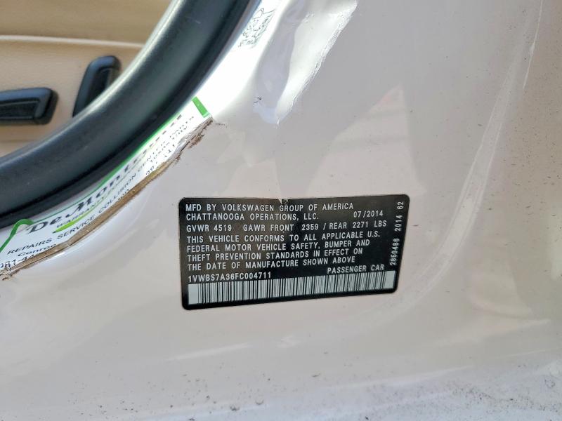 Продажа на аукционе авто 2015 Volkswagen Passat, vin: 1VWBS7A36FC004711, номер лота: 65337406