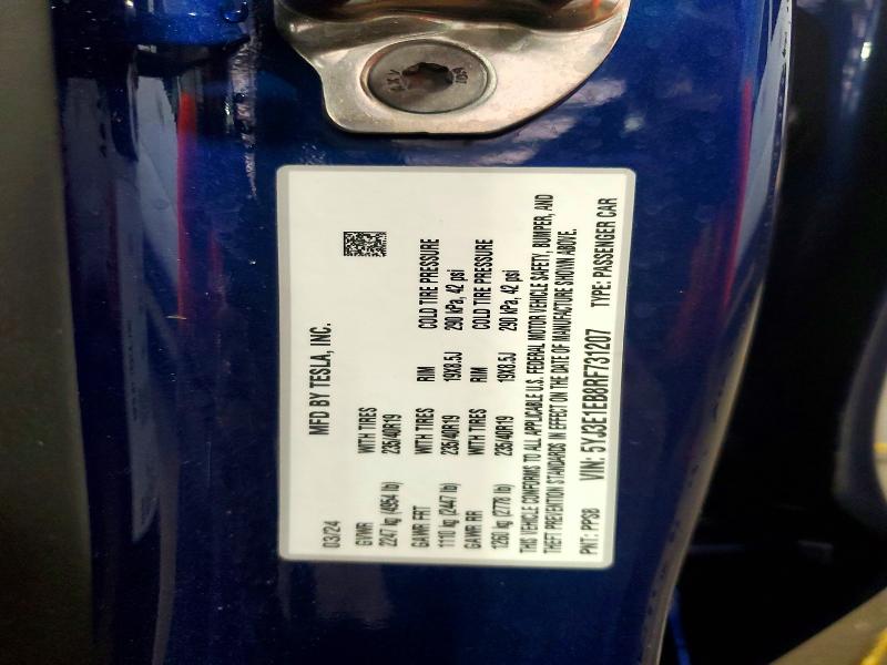 Aukcja sprzedaży 2024 Tesla Model 3, vin: 5YJ3E1EB8RF731207, numer aukcji: 63909346