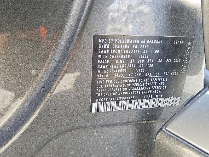 Продаж на аукціоні авто 2016 Volkswagen Tiguan, vin: WVGAV7AX0GW083927, номер лоту: 64197066