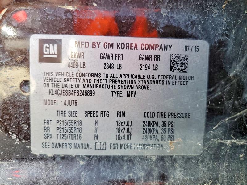 65433716 :رقم المزاد ، KL4CJESB4FB246899 vin ، 2015 Buick Encore مزاد بيع