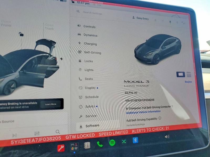 Aukcja sprzedaży 2018 Tesla Model 3, vin: 5YJ3E1EA7JF038205, numer aukcji: 66209316