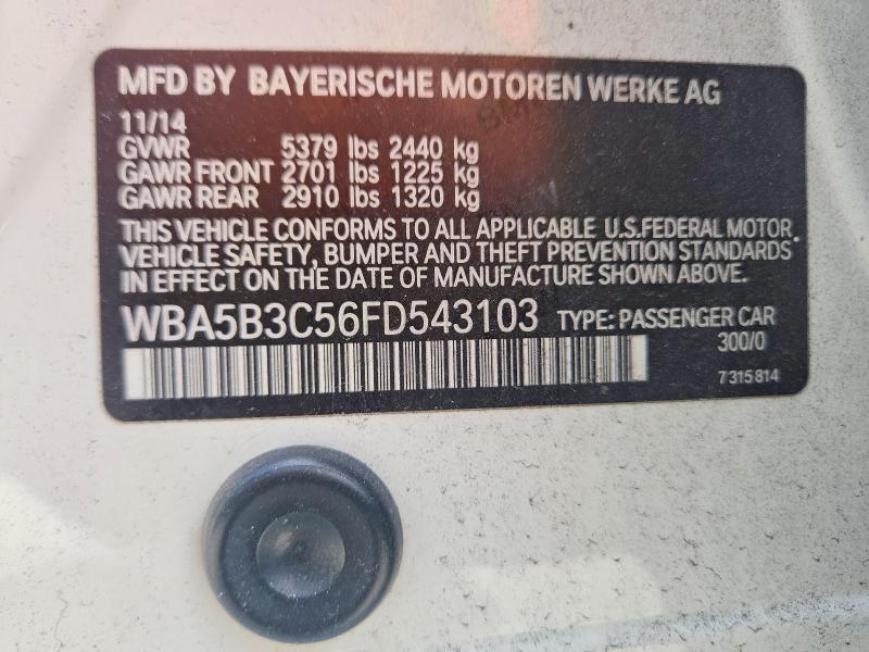 64443946 :رقم المزاد ، WBA5B3C56FD543103 vin ، 2015 Bmw 535 مزاد بيع