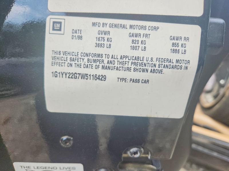 Продаж на аукціоні авто 1998 Chevrolet Corvette, vin: 1G1YY22G7W5116429, номер лоту: 64443066