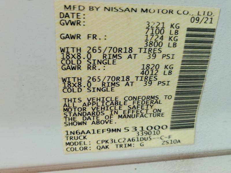 Продажа на аукционе авто 2021 Nissan Titan, vin: 1N6AA1EF9MN531000, номер лота: 65379196