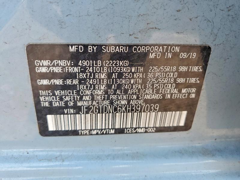 Aukcja sprzedaży 2019 Subaru Crosstrek, vin: JF2GTDNC6KH397039, numer aukcji: 64428016