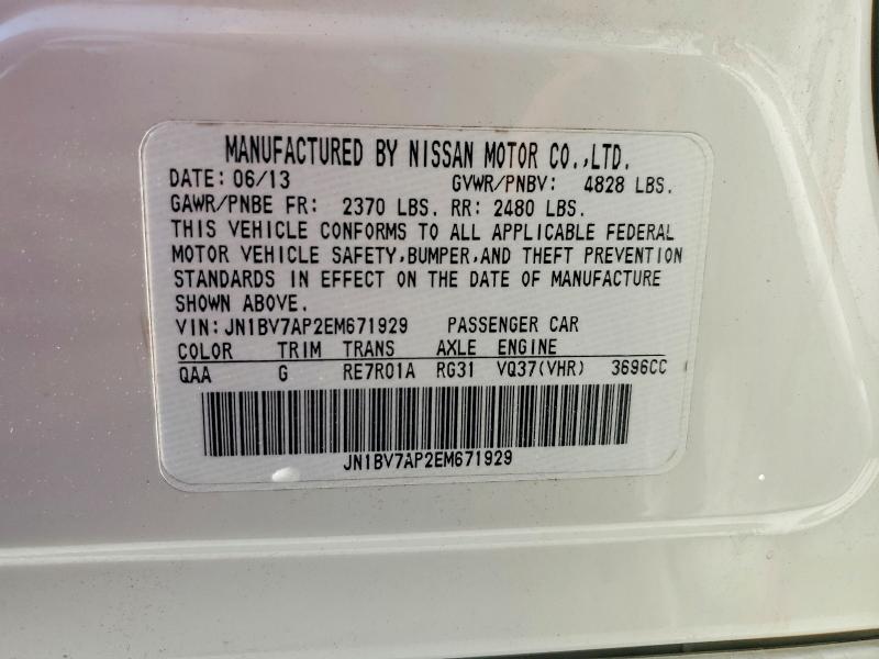 Продажа на аукционе авто 2014 Infiniti Q50, vin: JN1BV7AP2EM671929, номер лота: 64119486