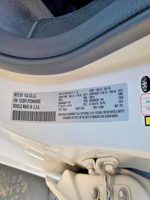 65229576 :رقم المزاد ، 1C6SRFJP2SN649888 vin ، 2025 Ram 1500 مزاد بيع
