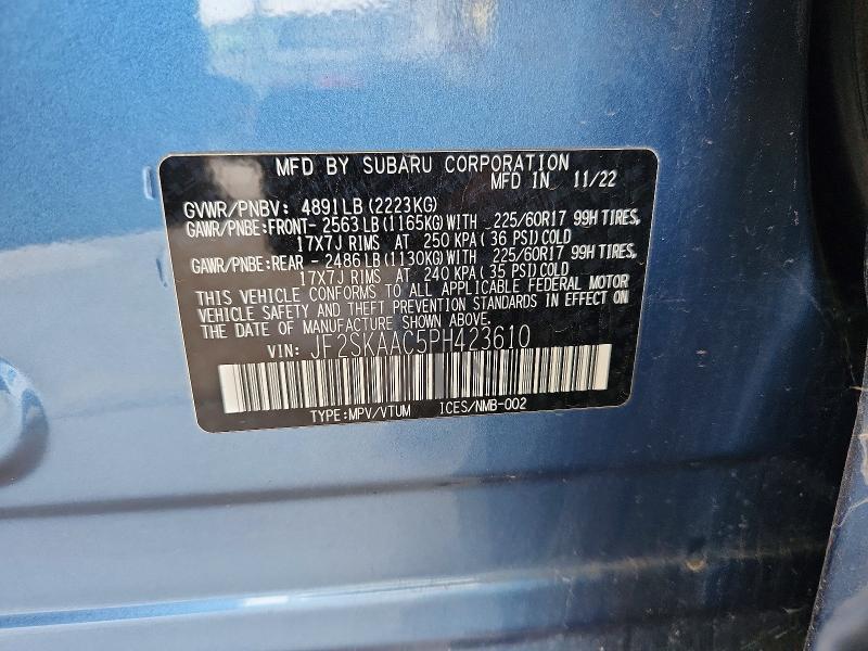 Aukcja sprzedaży 2023 Subaru Forester, vin: JF2SKAAC5PH423610, numer aukcji: 61800126