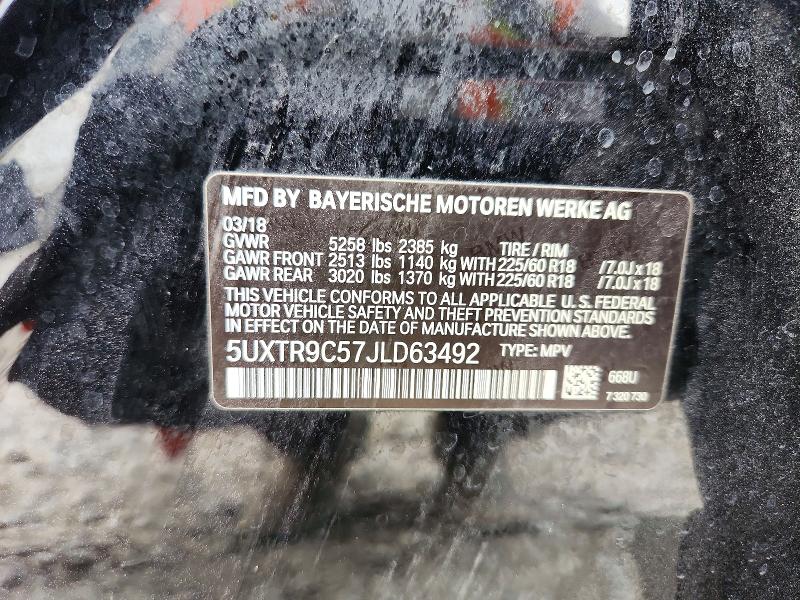 Aukcja sprzedaży 2018 Bmw X3, vin: 5UXTR9C57JLD63492, numer aukcji: 63481766