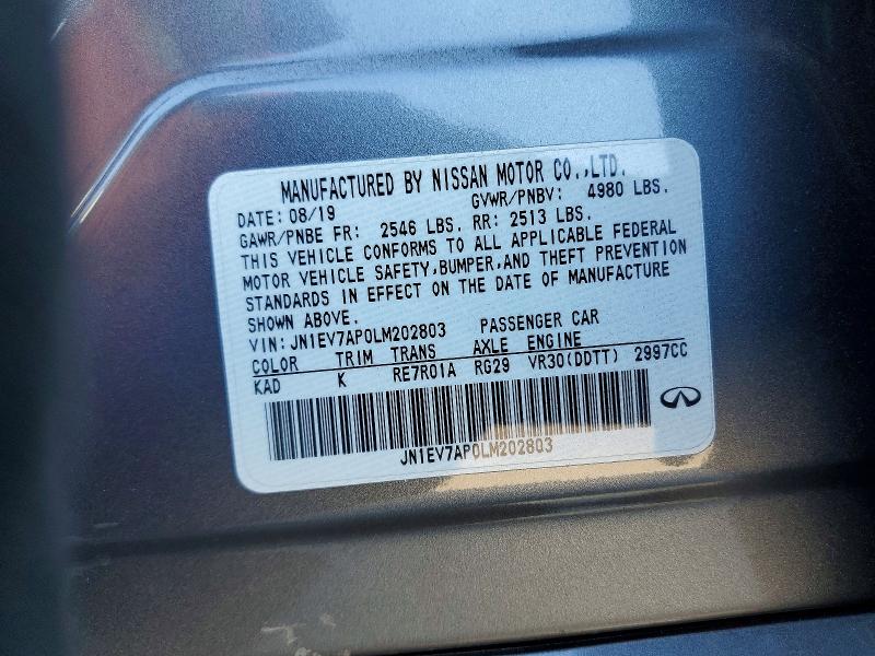 Auction sale of the 2020 Infiniti Q50, vin: JN1EV7AP0LM202803, lot number: 63607676