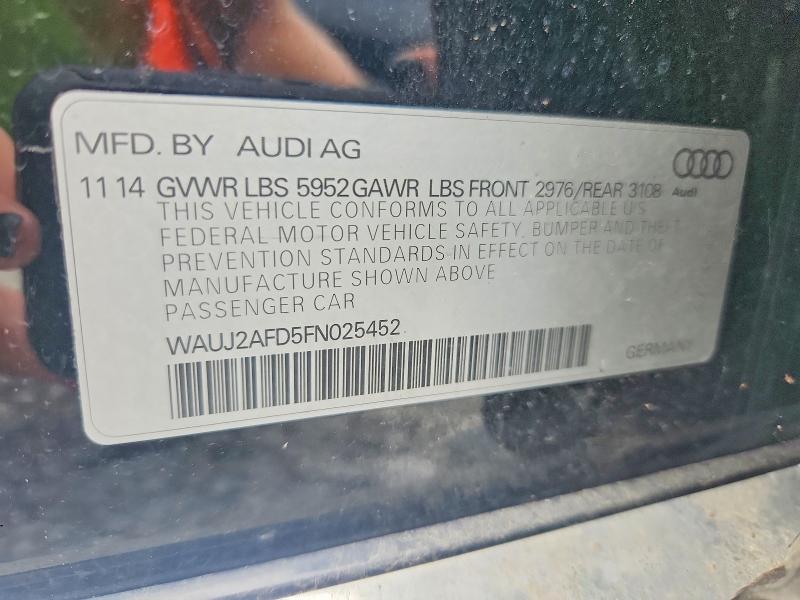 Aukcja sprzedaży 2015 Audi A8, vin: WAUJ2AFD5FN025452, numer aukcji: 63410216