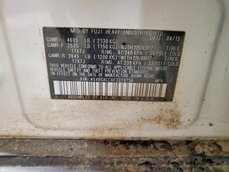 Продаж на аукціоні авто 2015 Subaru Outback, vin: 4S4BSACCXF3329256, номер лоту: 65752276