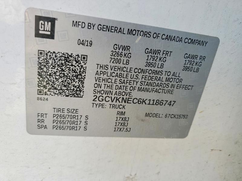 2019 Chevrolet Silverado Ld მანქანა იყიდება აუქციონზე, vin: 2GCVKNEC6K1186747, აუქციონის ნომერი: 64111956