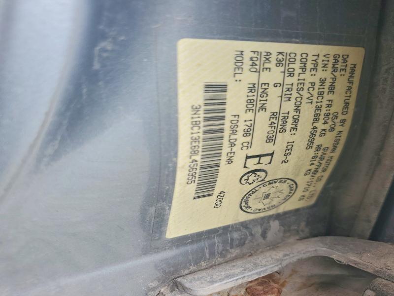 2008 Nissan Versa მანქანა იყიდება აუქციონზე, vin: 3N1BC13E68L456955, აუქციონის ნომერი: 65128056