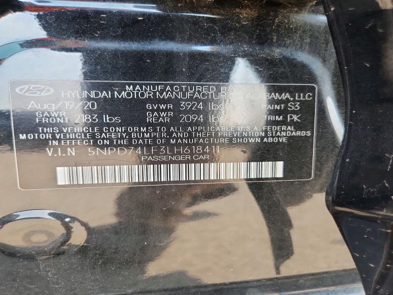 Aukcja sprzedaży 2020 Hyundai Elantra, vin: 5NPD74LF3LH618411, numer aukcji: 64586466