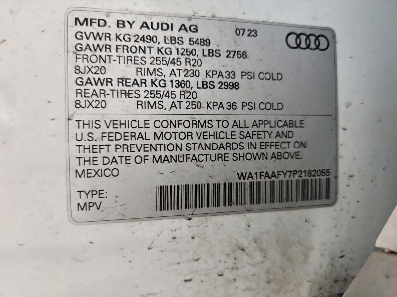 Aukcja sprzedaży 2023 Audi Q5, vin: WA1FAAFY7P2182055, numer aukcji: 63730596
