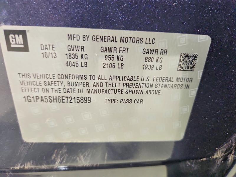 2014 Chevrolet Cruze მანქანა იყიდება აუქციონზე, vin: 1G1PA5SH6E7215899, აუქციონის ნომერი: 64111056