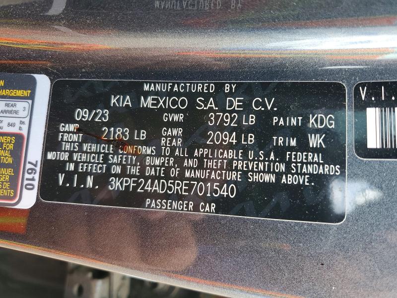 Aukcja sprzedaży 2024 Kia Forte, vin: 3KPF24AD5RE701540, numer aukcji: 65406856