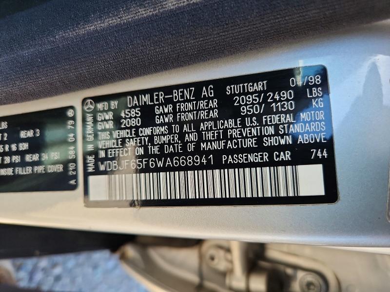Продаж на аукціоні авто 1998 Mercedes-benz E, vin: WDBJF65F6WA668941, номер лоту: 66470296