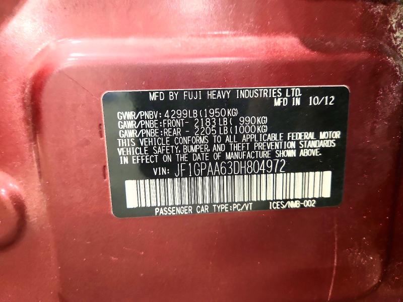 Продаж на аукціоні авто 2013 Subaru Impreza, vin: JF1GPAA63DH804972, номер лоту: 65255696