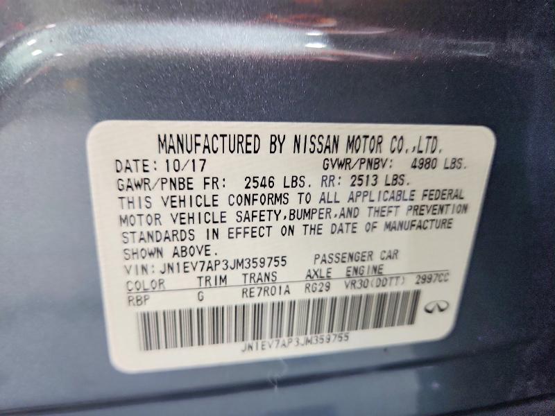 Продаж на аукціоні авто 2018 Infiniti Q50, vin: JN1EV7AP3JM359755, номер лоту: 64672106
