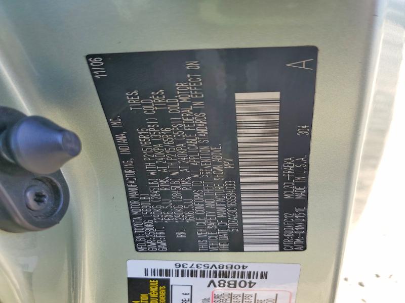 Продаж на аукціоні авто 2006 Toyota Sienna, vin: 5TDZA23C16S584033, номер лоту: 63594326