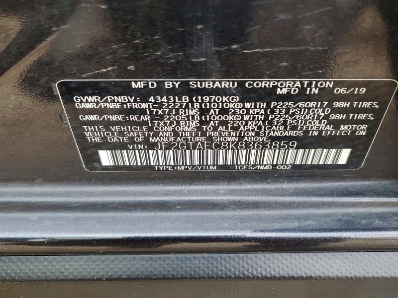 Aukcja sprzedaży 2019 Subaru Crosstrek, vin: JF2GTAEC8K8363859, numer aukcji: 64051516