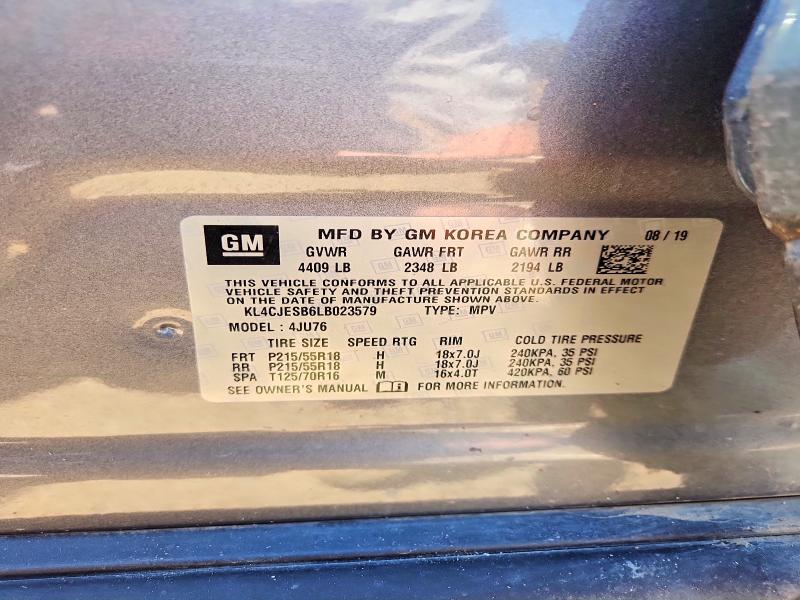 65023316 :رقم المزاد ، KL4CJESB6LB023579 vin ، 2020 Buick Encore مزاد بيع
