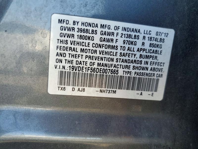 63682386 :رقم المزاد ، 19VDE1F56DE007665 vin ، 2013 Acura Ilx مزاد بيع