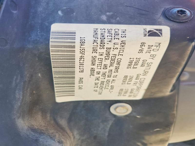 64390286 :رقم المزاد ، 1G8AJ55F46Z101178 vin ، 2006 Saturn Ion مزاد بيع