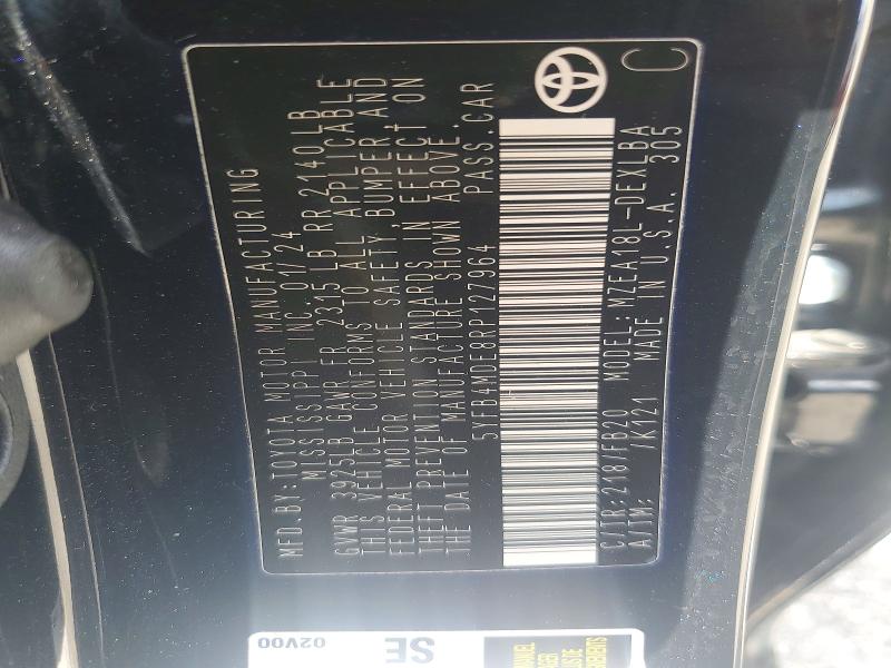 2024 Toyota Corolla მანქანა იყიდება აუქციონზე, vin: 5YFB4MDE8RP127964, აუქციონის ნომერი: 66601096