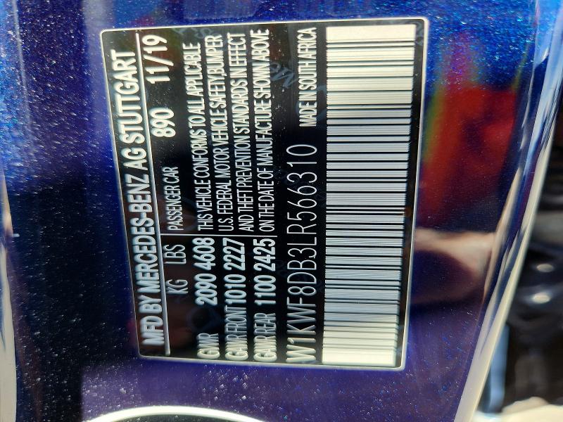 65242886 :رقم المزاد ، W1KWF8DB3LR566310 vin ، 2020 Mercedes-benz C مزاد بيع