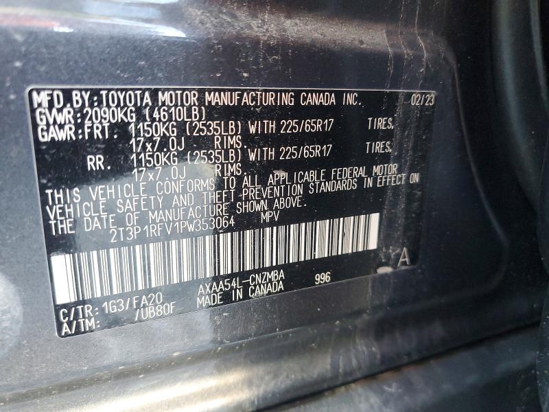 Aukcja sprzedaży 2023 Toyota Rav4, vin: 2T3P1RFV1PW353064, numer aukcji: 65297456