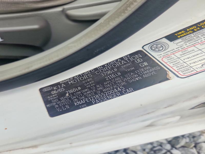 Aukcja sprzedaży 2005 Kia Spectra, vin: KNAFE121855200445, numer aukcji: 67035466