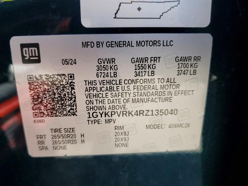 63522366 :رقم المزاد ، 1GYKPVRK4RZ135040 vin ، 2024 Cadillac Lyriq مزاد بيع