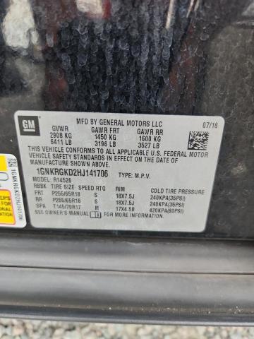 Продаж на аукціоні авто 2017 Chevrolet Traverse, vin: 1GNKRGKD2HJ141706, номер лоту: 66095466