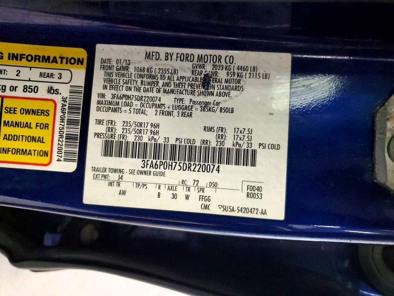 64467906 :رقم المزاد ، 3FA6P0H75DR220074 vin ، 2013 Ford Fusion مزاد بيع
